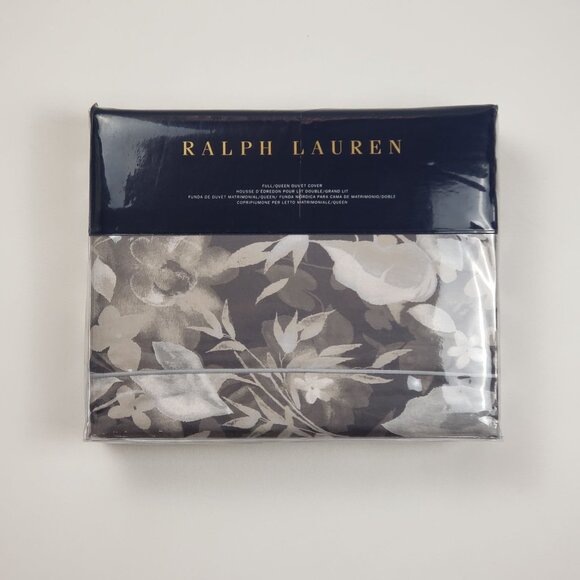 Ralph Lauren Home Avery Full/Queen Duvet Cover Grey Floral Chrysanthemum Heather - Picture 2 of 16